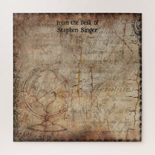 Gedistressed Stoomtechbol Reisjournaal Papier Legpuzzel