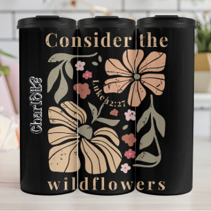 Gedistresseerde Boho Wilde Bloemen Grafiek Thermosbeker