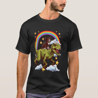 Gedomesticeerde kat rijdt op een dinosaurus Dino T-shirt