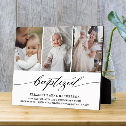 Gedoopt Modern Fotocollage Doop Keepsake Fotoplaat