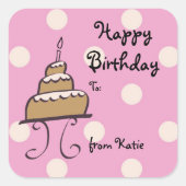 Gedopte Birthday Cake Birthday Sticker (Voorkant)