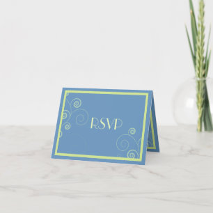 Gedraaid in blauwe RSVP-reactiekaart