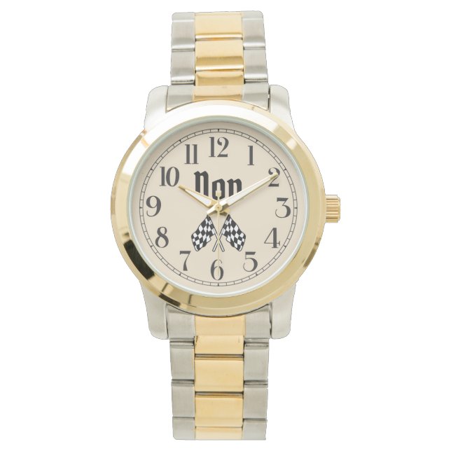 Gedraaide gecheckte vlaggen volgen horloge (Voorkant)