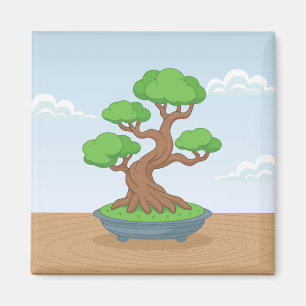 Gedraaide Japanse bonsai boom op tafel Magneet