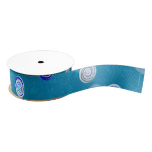 Gedraaide Stippen Spiraal Blauw Grosgrain Lint