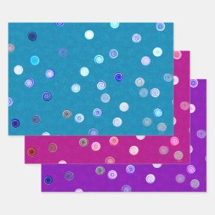 Gedraaide Stippen Spiraal Drie-Kleur Cadeaupapier 