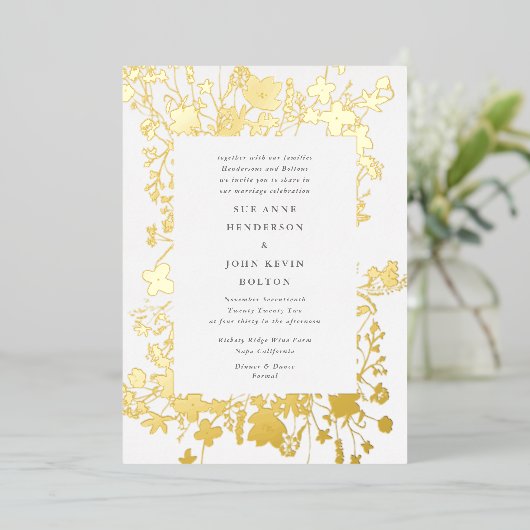 Gedraaide wilderbloem, in omloop, gedroogd folie uitnodiging (Staand Voorkant)