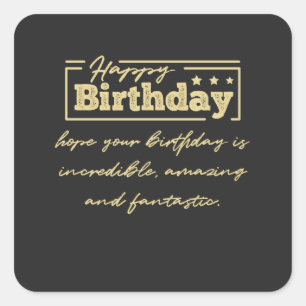 Gedresseerde typografie Fijne verjaardag wensen. Vierkante Sticker