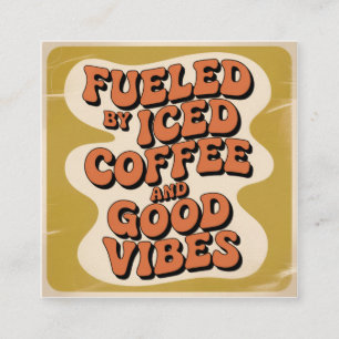 Gedreven door ijskoude koffie en goede vibes vierkante visitekaartje