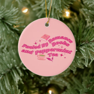 Gedreven door romantische boeken en pepermunt thee keramisch ornament