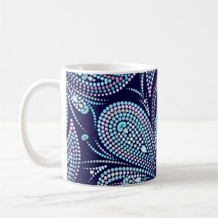 Gedroogd blauw patroon met paisley en kralen. Orna Koffiemok
