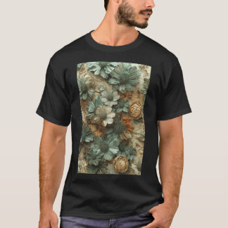  gedroogd bloempatroon: getextureerde botanische t-shirt