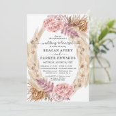 Gedroogd pampas gras bloemenbruiloft repetitie din kaart (Staand voorkant)