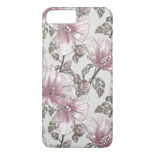 Gedroogd Roze Hibiscus Flowers Patroon iPhone 8 Plus / 7 Plus Hoesje