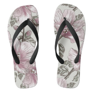 Gedroogd Roze Hibiscus Flowers Patroon Teenslippers