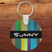 Gedroogd Stripes Patroon gekleurd + uw ideeën Sleutelhanger (Voorkant)