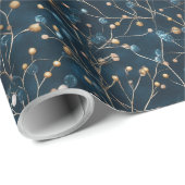 Gedroogde bessen en goudkleurige bladeren cadeaupapier (Rol Hoek)