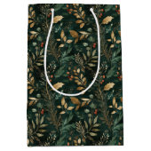 Gedroogde bloemen en goudkleurige bladeren medium cadeauzakje (Voorkant)