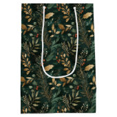 Gedroogde bloemen en goudkleurige bladeren medium cadeauzakje (Achterkant)