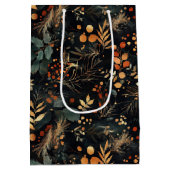 Gedroogde bloemen en goudkleurige bladeren medium cadeauzakje (Achterkant)