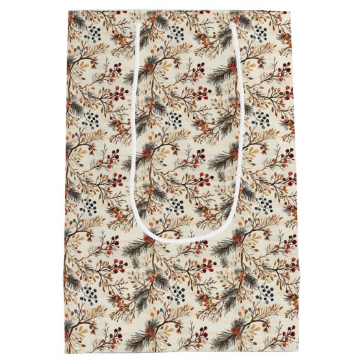 Gedroogde bloemen en goudkleurige bladeren medium cadeauzakje (Achterkant)