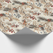 Gedroogde Bloemen en Goudkleurige Bladeren Wikkelp Cadeaupapier (Hoek)