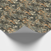 Gedroogde Bloemen en Goudkleurige Bladeren Wikkelp Cadeaupapier (Hoek)