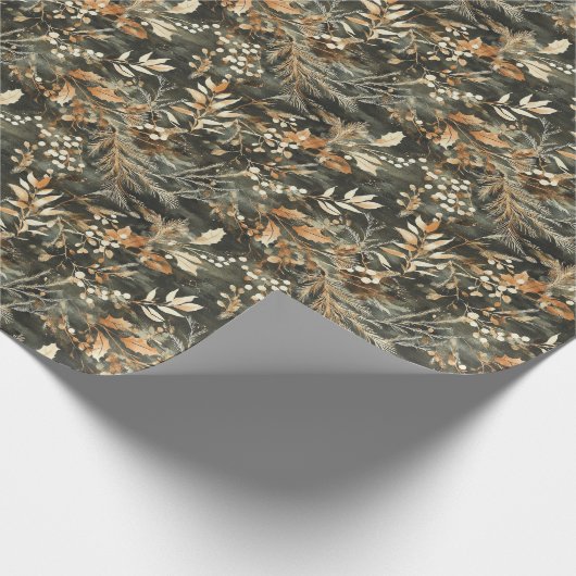 Gedroogde Bloemen en Goudkleurige Bladeren Wikkelp Cadeaupapier (Hoek)