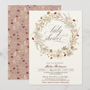 Gedroogde bloemen najaar Herfst Baby shower I Kaart