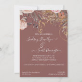 Gedroogde Bloemen Roos Goud Boho Koppels Douche Kaart (Voorkant)