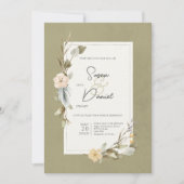 Gedroogde Boho Bloemen Lijst Sage Bruiloft Kaart (Voorkant)