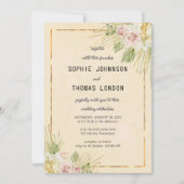 Gedroogde boho bloemen waterverf bruiloft kaart (Voorkant)