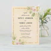 Gedroogde boho bloemen waterverf bruiloft kaart (Staand voorkant)