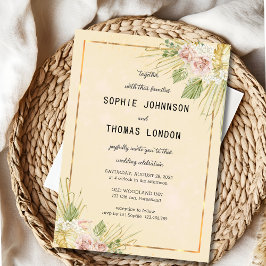 Gedroogde boho bloemen waterverf bruiloft kaart