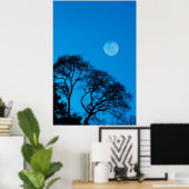 Gedroogde bomen en volle maan poster (Thuiskantoor)