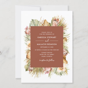Gedroogde Botanicals Boho Palms Waterverf Bruiloft Kaart