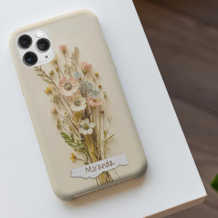  gedroogde geperste wilde bloemen aangepaste naam iPhone 16 hoesje