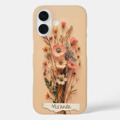 gedroogde geperste wilde bloemen aangepaste naam Case-Mate iPhone case (Achterkant)