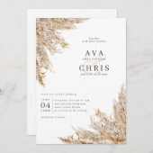 Gedroogde Grass Pampas Wedding Invitation Kaart (Voorkant / Achterkant)