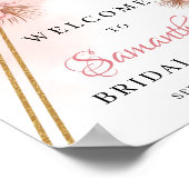 Gedroogde handpalmen verlaten Blush roze bloemen W Poster (Hoek)