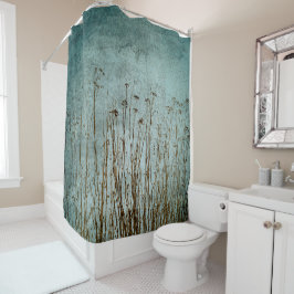 Gedroogde Herfst Planten rustiek groen blauw bruin Douchegordijn