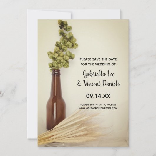 Gedroogde hop en hittebrouwerij Bespaar de datum Save The Date (Voorkant)