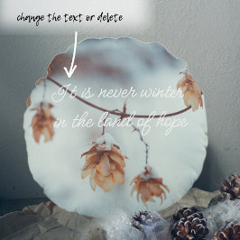 Gedroogde hop Garland op de Snowy-achtergrond Rond Kussen