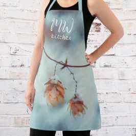 Gedroogde hop Garland op de Snowy-achtergrond Schort