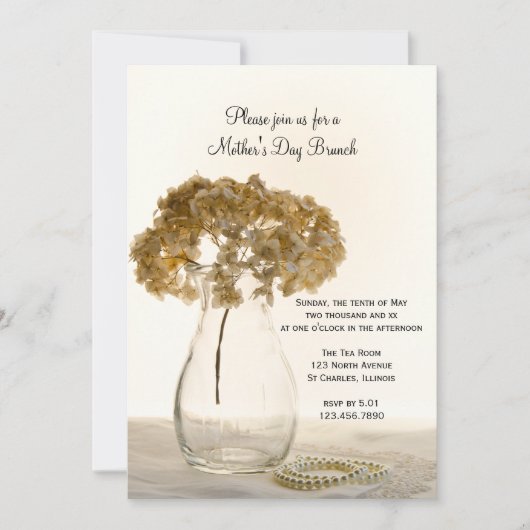 Gedroogde Hydrangea Moederdag Brunch Kaart (Voorkant)