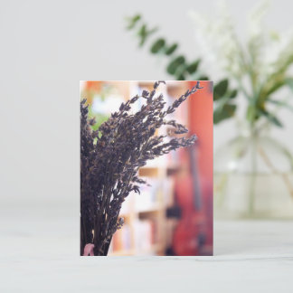 Gedroogde lavendel, Cello & Boekkassen op achtergr Briefkaart