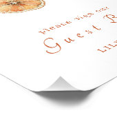 Gedroogde Oranje Garland bruiloft gastenboek teken Foto Afdruk (Hoek)