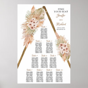 Gedroogde palm Pampas Grass Dusty Roos Wooden Arch Poster