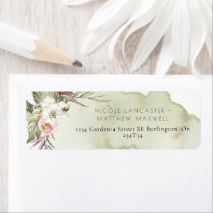 Gedroogde palmbladeren, groen Waterverf retouradre Etiket