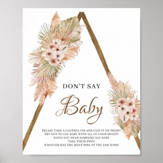 Gedroogde palmbladeren Pampas Grass zeggen niet da Poster (Voorkant)